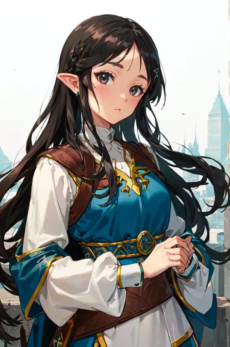 <lora:zelda_botw_outfit:0.8> zelda botw outfit, <lora:akiyama_mio:0.8> aamio,black eyes,long hair,hime cut,blunt bangs,, ultra detailed, masterpiece, best quality, aesthetic, detailed,
