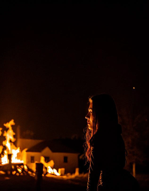 [SMITHSONIAN] photo of a  (28 yo terrified Hungarian Albanian woman) [side view], [moving towards through (Halloween haunted house)], [steadycam], (background motion blur)[adrenaline filled], (full moon and bonfire lighting), [high camera angle], [Nikon DSLR with wide angle lens], in the style of [Terminator movies]
 <lora:BetterHands:1> <lora:DepthOfFieldSliders:0.5> <lora:HDhelper:0.4> <lora:Better Portrait Lighting:0..5> <lora:EmotionSliders:1.7> <lora:skinny_new_skin:0.5>