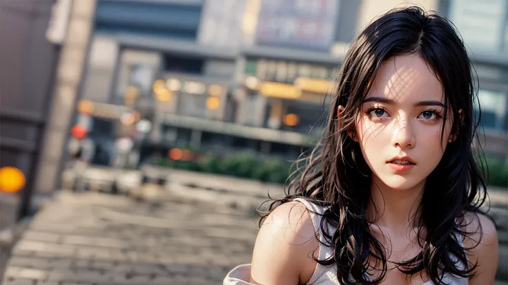 ((1girl,puffy eyes)),full body, small breasts, cute, cityscape, professional lighting, photon mapping, radiosity, physically-based rendering, night, rain, wet, light smile, full-face-blush, gloom \(expression\), shy, light_frown, black eyes, shiny skin,(skindentation),
by Ed Blinkey, Atey Ghailan, Studio Ghibli, by Jeremy Mann, Greg Manchess, Antonio Moro, trending on ArtStation, trending on CGSociety, Intricate, High Detail, Sharp focus, dramatic, best quality, ultra high res, (photorealistic:1.4)
