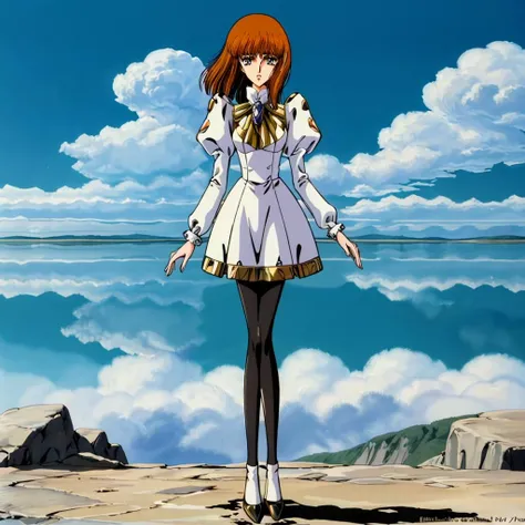 masterpiece, best quality, 1girl, looking at viewer, ultra detailed, <lora:add_detail:0.5>, sunrise, vibrant colors, horizon glow, tranquil, <lora:aika_style_FW:1> , cowboy shot, long sleeves, dress, cleavage, puffy sleeves, uniform, clothing cutout, cleavage cutout, juliet sleeves, yellow dress