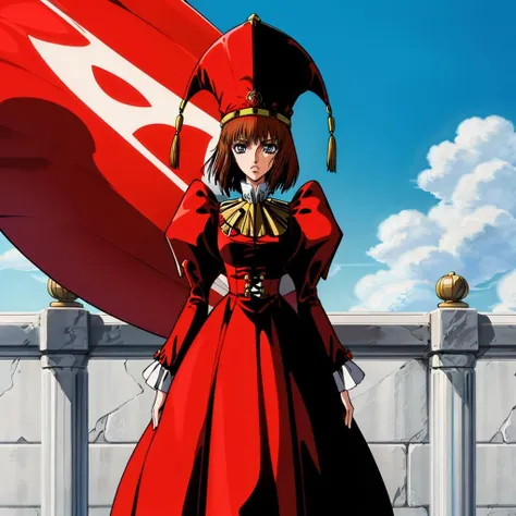 masterpiece,highres,high quality,extremely detailed,solo,outdoors,
<lora:Lachesis001:0.7>,looking at viewer,
Lachesis,1girl,short hair,
big red headwear,jester cap,
red dress,long dress,puffy_sleeves,
long skirt,