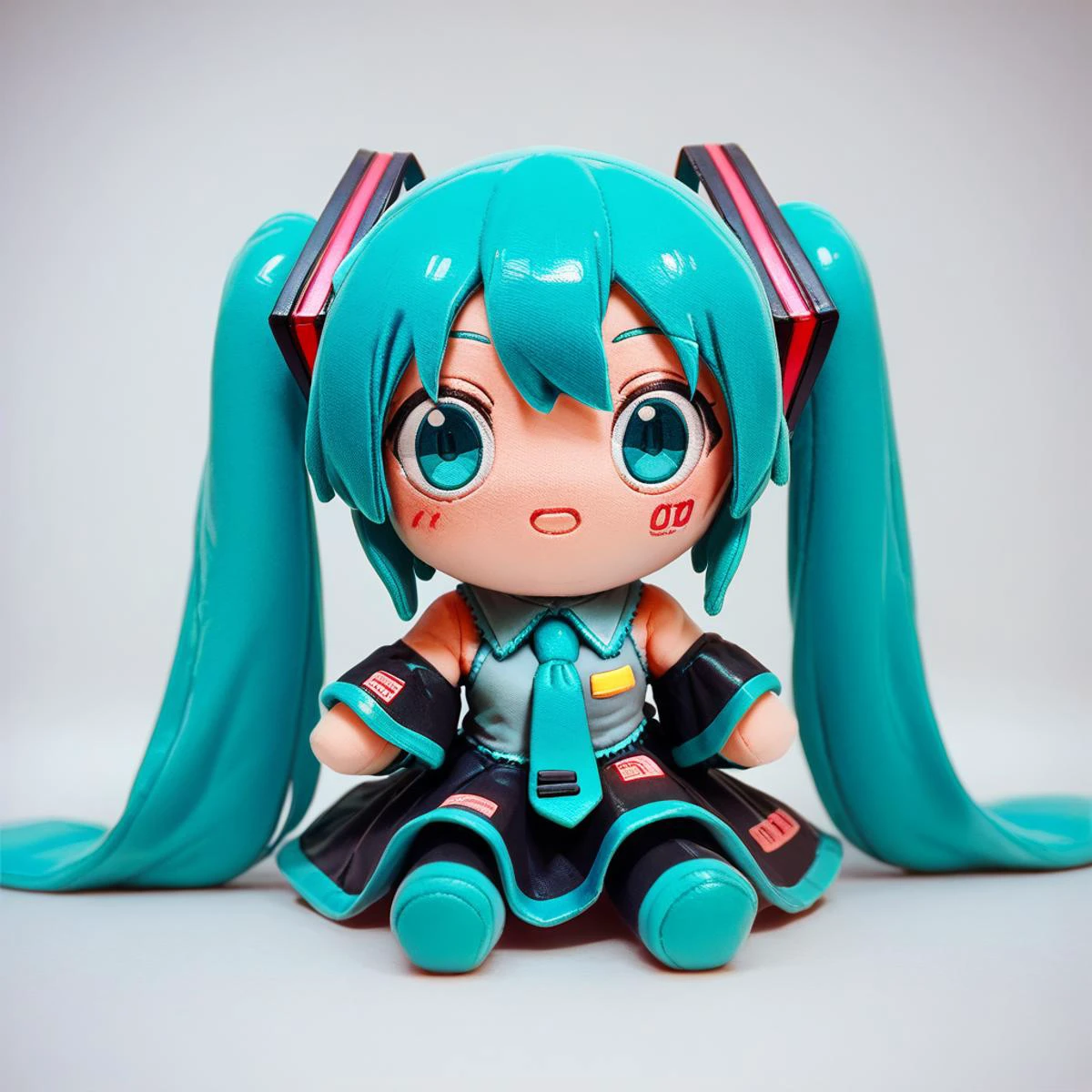 score_9, score_8_up, score_7_up, score_6_up, mikus-furmo, full body, looking at the view, fumo style, sitting, simple background, toys, toys, hatsune miku, 1girl