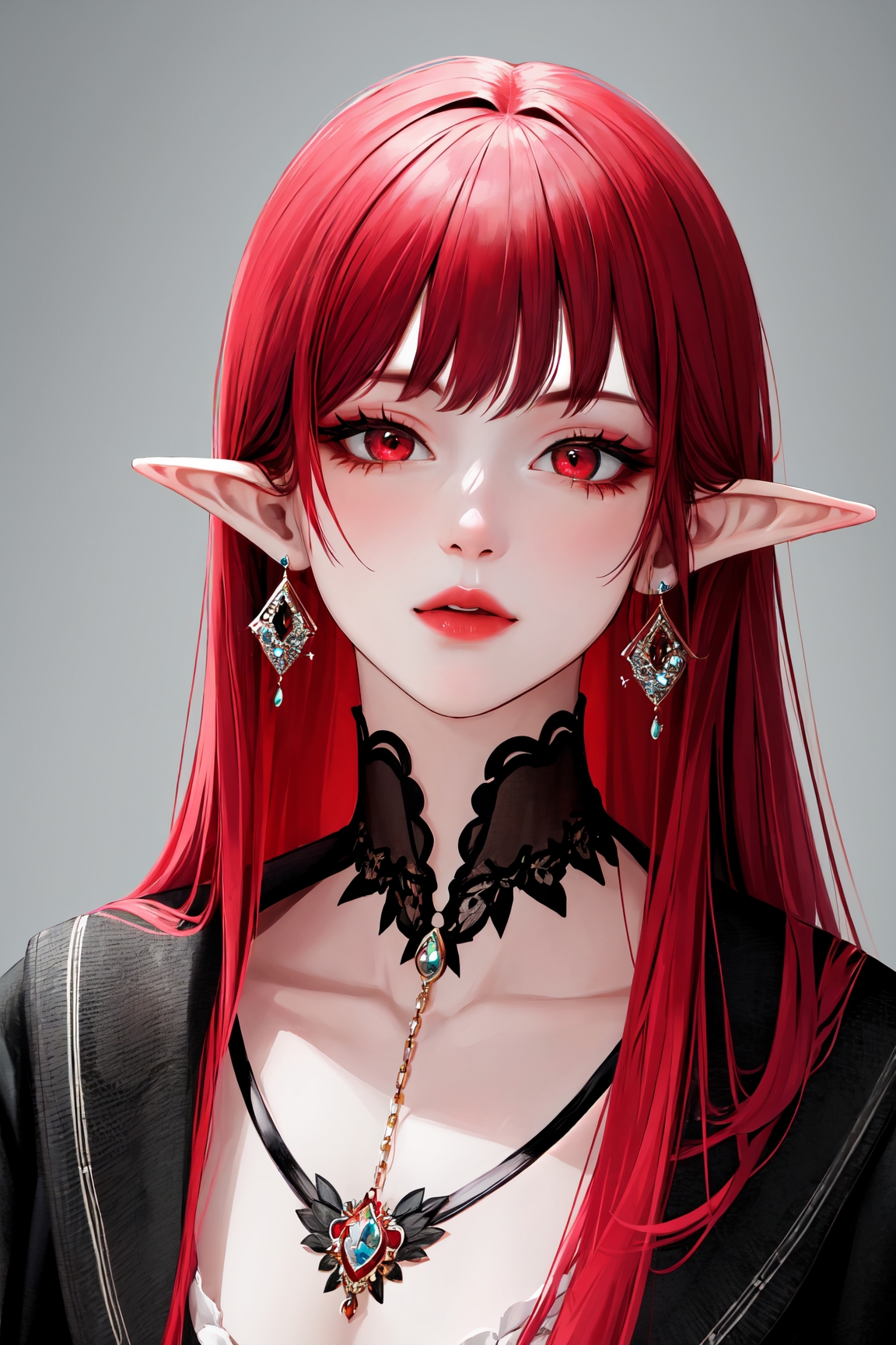 A woman with red hair and a necklace with a dragon on it - SeaArt AI