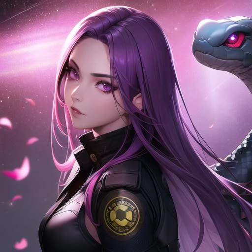 1girl, beautiful face, ((snake eyes)), sexy pose, Red moon in the background, stars, space, (lightroom:1.13), soft light, (natural skin texture:1.2), (hyperrealism:1.2), sharp focus, focused, Ash purple hair color, highly detailed, beautiful eye detail, beautiful light detail, detailed light, shiny skin, shiny hair, intricate detail, x movie angle
