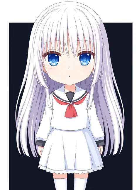 (masterpiece, best quality, highres, illustration, perfect anatomy), 1girl, solo, ((cute chibi girl:1.5), cute pose, anime classroom:1.4, floor), <lora:summerPocketsNaruse_shiroha10C:0.4>, naruse shiroha:0.4, (white hair, long straight hair, bangs, white school uniform, cute blue eyes, white skirt, balck bow, black legwear:1.3), (very thin, thin waist), <lora:kaginado_style_Any3_LoCON:0.75>