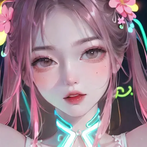 (neon:1.6),(extremely delicate and beautiful:1.2),1girl,upper body,fashi-girl,china dress,chinese clothes,hair flower,(masterpiece:1.4),(best quality:1.2),(shiny skin),red lips,looking at viewer,parted lips <lora:fashionGirl_v50:1>,(Ultra clear image quality:1.5),(third dimension:1.5)