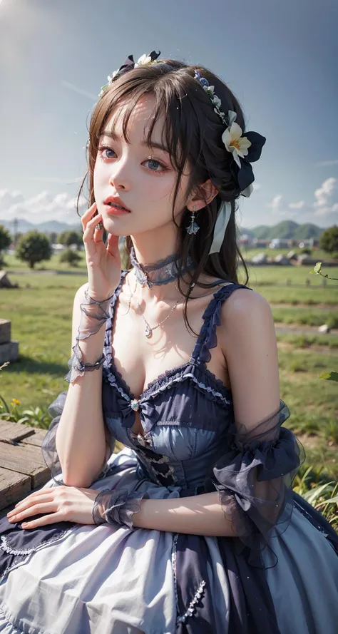 best quality, ultra high res, (photorealistic:1.4), masterpiece, highres, original, extremely detailed wallpaper,
lawn, sky,
1girl, solo, bjyx \(manaka nemu\), blue dress,
hand on another's face, <lora:è´é¢neg4all_bdsqlsz:0.8>,