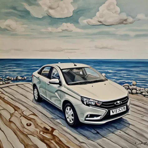 a painting of lada_vesta on seaside, handdrown <lora:lada_vesta:0.9>