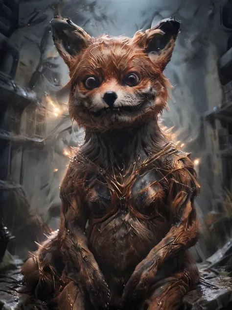 nighttime, oil painting, close up shot of a ral-copperwire fox derping the night away, facing the camera, <lora:- SDXL - stnerfx _Stoned_Fox_Style_V4.0:1> <lora:ral-copperwire:1>