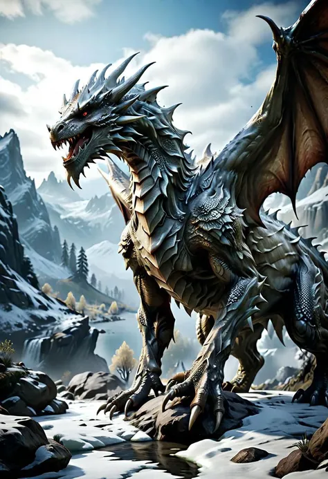 dragon age inquisition, ice dragon scene, epic, intricate++,ultrarealistic+++, 8k