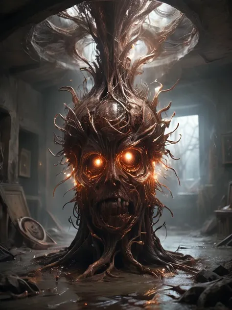 detailed, action scene, a core of light covered in ral-copperwire and leaking dangerous hot burning plasma into your living room why did you even bring that thing inside you moron, dark, nighttime, glowing, cinematic, the more you know, hindsight, detailed destruction, uncontrollable situation, <lora:ral-copperwire:1>