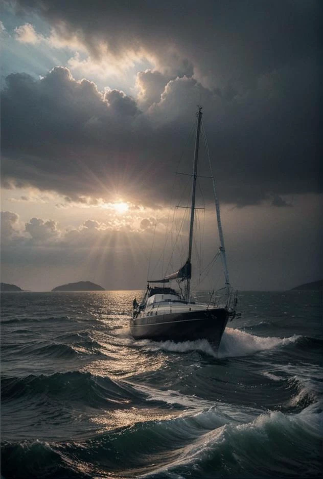 ((glossy still photo sunset storm [hurricane | water spout | tornado | whirlpool] photo of yacht taken as travel poster photo)BREAK(perfect high contrast lighting and photography)BREAK(post-processing: sharpen, expert Photoshop edit, ISO 200 color film noise, corner darken vignette) ð´ð ð¡ð£
<lora:LCM-LoRA-XL_V1:0.21>
<lora:SDXLHighDetail_v5:0.4>
<lora:sdxl_photorealistic_slider_v1:1.2> 
<lora:RMSDXL-DarknessCinema-XL_V1:1.2>
 <lora:yacht_XL:1>