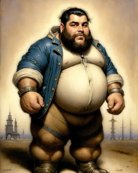 Sameer Najjar, (man 30 year old:1.0), (beard:1.0), (huge:1.1), (fat:1.0), (chubby:1.0), (muscle bodybuilding:1.3), (belly:1.2), (big breast:1.2), (((wearing a jacket:1.0))), (((with t shirt:1.0))), steampunk, outdoors, global illumination, subsurface scattering, medium shot, photorealism, highly detailed, 4k, very coherent, sharp focus, trending on artstation, trending on cgsociety, [tekkonkinkreet|retrofuturism], by jean-baptiste monge, gaston bussiere, h. r. giger