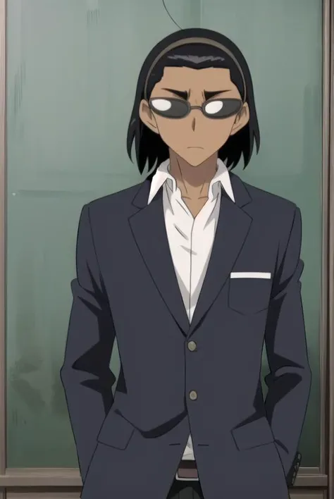 kenjiharima, <lora:kenji harima s2-lora-nochekaiser:1>,
kenji harima, black hair, male focus, glasses, dark skin, dark-skinned male hair band, ahoge,
BREAK school uniform, belt, shirt, white shirt, collared shirt, long sleeves, pants, black pants,
BREAK indoors, classroom,
BREAK looking at viewer, (cowboy shot:1.5),
BREAK <lyco:GoodHands-beta2:1>, (masterpiece:1.2), best quality, high resolution, unity 8k wallpaper, (illustration:0.8), (beautiful detailed eyes:1.6), extremely detailed face, perfect lighting, extremely detailed CG, (perfect hands, perfect anatomy),