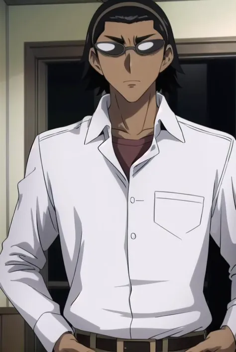 kenjiharima, <lora:kenji harima s2-lora-nochekaiser:1>,
kenji harima, black hair, male focus, glasses, dark skin, dark-skinned male hair band, ahoge,
BREAK school uniform, belt, shirt, white shirt, collared shirt, long sleeves, pants, black pants,
BREAK indoors, classroom,
BREAK looking at viewer, (cowboy shot:1.5),
BREAK <lyco:GoodHands-beta2:1>, (masterpiece:1.2), best quality, high resolution, unity 8k wallpaper, (illustration:0.8), (beautiful detailed eyes:1.6), extremely detailed face, perfect lighting, extremely detailed CG, (perfect hands, perfect anatomy),