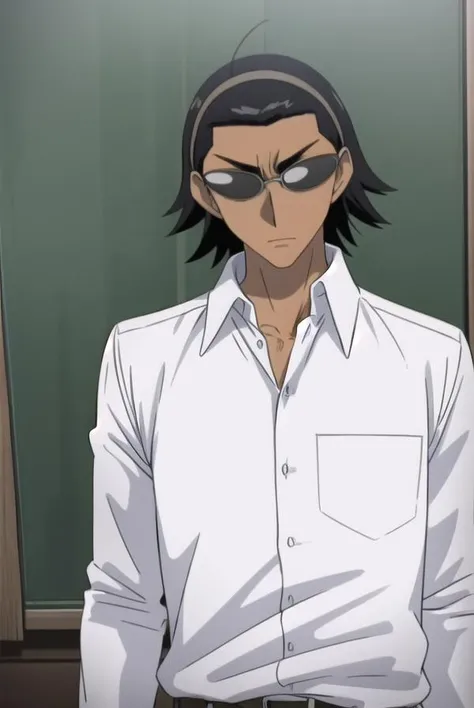kenjiharima, <lora:kenji harima s2-lora-nochekaiser:1>,
kenji harima, black hair, male focus, glasses, dark skin, dark-skinned male hair band, ahoge,
BREAK school uniform, belt, shirt, white shirt, collared shirt, long sleeves, pants, black pants,
BREAK indoors, classroom,
BREAK looking at viewer, (cowboy shot:1.5),
BREAK <lyco:GoodHands-beta2:1>, (masterpiece:1.2), best quality, high resolution, unity 8k wallpaper, (illustration:0.8), (beautiful detailed eyes:1.6), extremely detailed face, perfect lighting, extremely detailed CG, (perfect hands, perfect anatomy),