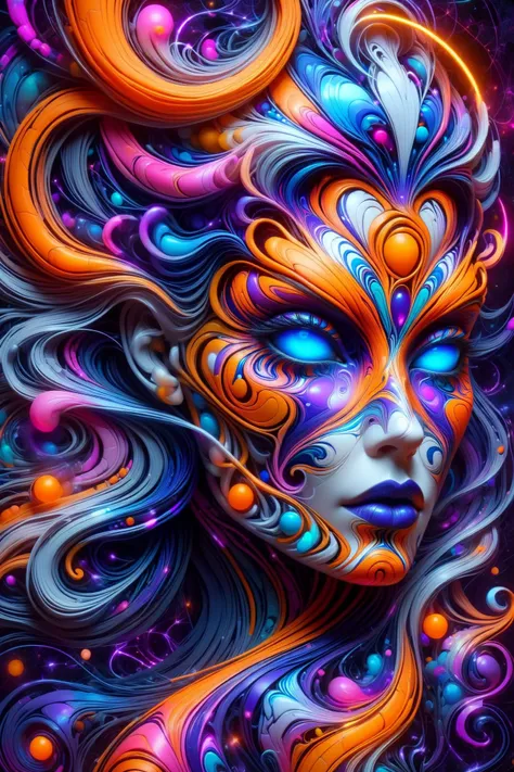 the head of a mad-marbled-paper cyberpunk woman, DonMW15pXL, neon_orange, neon_purple, floating arcane astral translucent swirls <lora:DonMW15pXL:0.7> <lora:Colorful_Marbled_Paper_SDXL:1>, <lora:EnvyBetterHiresFixXL01:1>, (masterpiece:1.2), best quality, (hyperdetailed, highest detailed:1.2), high resolution textures