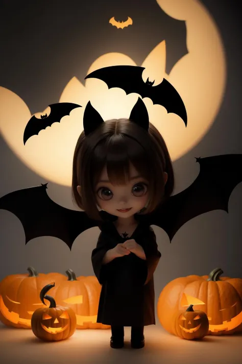 one \(animal\),halloween,3D graphics,chibi,1 girl,