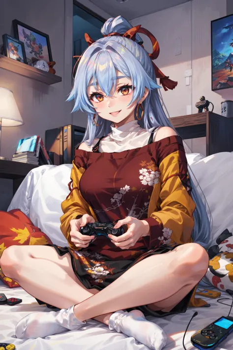 NSFW,tamamo cross \(umamusume\),(Perfect hands),(Perfect Anatomy),(masterpiece),(highest quality),Love Hotel at Night,bedroom,One man,Having sex,Embarrassed,blush,In heat,A wistful look,I feel pleasure,Lying down,orgasm