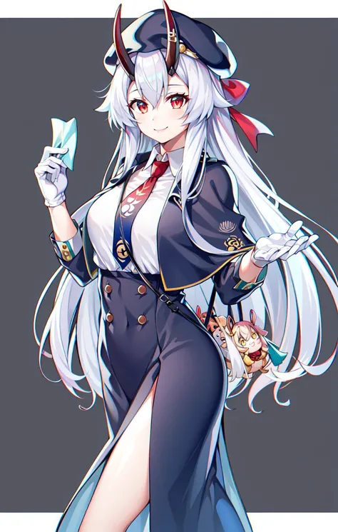 HSFW, TourGuideUniform, 1girl, solo, smile, standing, 
 <lora:FGOTomoeV1:0.8>