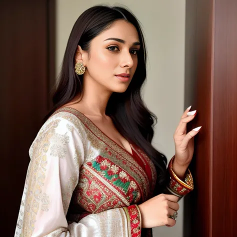 high quality, photo of a 25-year-old woman, in ethnic clothes, aditirh, <lora:AditiRaoHydari:1>