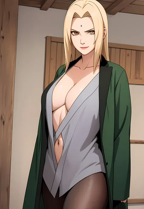 tsunade, solo, best quality, highres, super detail, anatomically correct, high details, (panties), blond long hair, (panties)