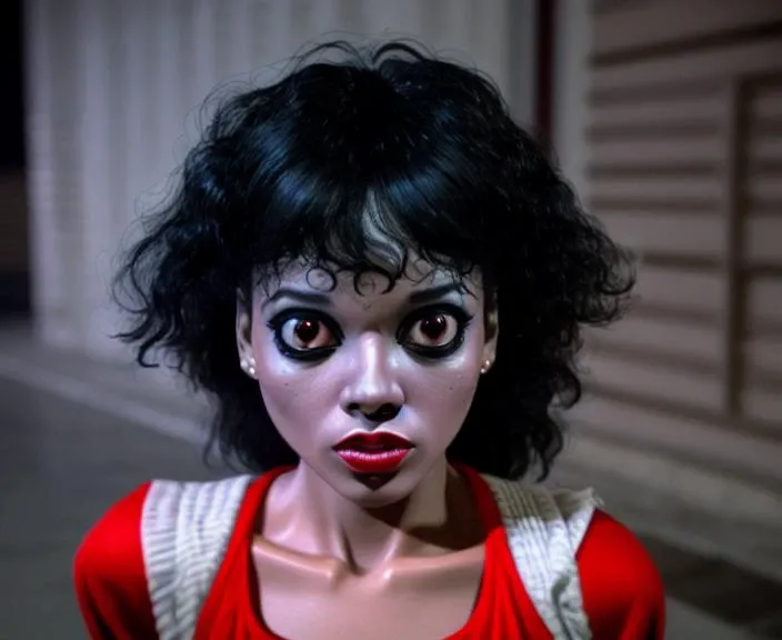 mjthriller girlfriend girl woman scared in the street at night, intricate detail, detailed face, very sharp, high quality, professional photography <lora:hjmjthriller_v10-000003:0.8>