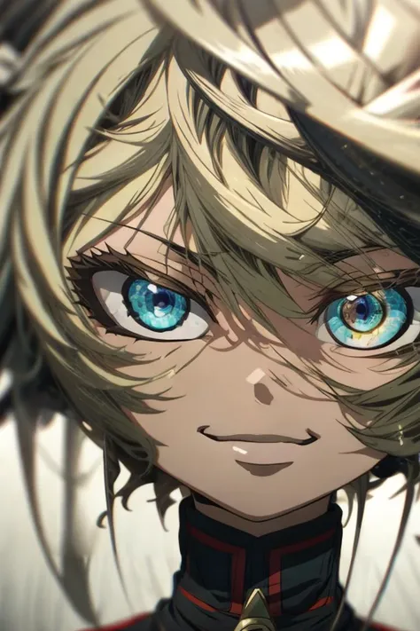 (masterpiece, best quality, ultra detailed), delicate pattern, super fine concept art,
crazy smile, focus eye, bust up, close up face,
TanyavonDegurechaff, 1littlegirl, ahoge, (red pendant), military uniform, <lora:TanyavonDegurechaff001:0.7>,
<lora:ç¼çå:0.7>,
<lora:fisheye_slider_v10:1.5>,
<lora:add_detail:0.8>,
motion blur, emphasis line,
