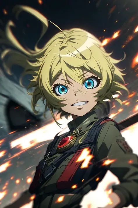 (masterpiece, best quality, ultra detailed), delicate pattern, super fine concept art,
crazy smile, focus eye, bust up,
TanyavonDegurechaff, 1littlegirl, rifle, aiming, ahoge, military uniform, red pendant, air_combat_mage, <lora:TanyavonDegurechaff001:0.7>,
<lora:ç¼çå:0.7>,
<lora:fisheye_slider_v10:1.5>,
<lora:add_detail:0.8>,
motion blur, emphasis line,