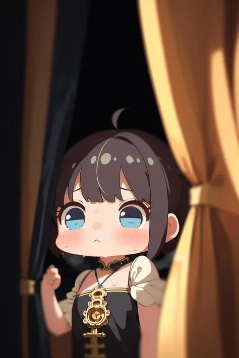 (masterpiece, best quality, ultra detailed), delicate pattern, detailed background, 
super fine concept art, steampunk,
1girl, solo,  sweat, surprised, curtain bangs,
AGGA_ST019, chibi, <lora:HerrscherAGGA2023_Chibi_V1:0.8>,
archer,
black tone,
background (bokeh), dim natural lighting, shallow depth of field,