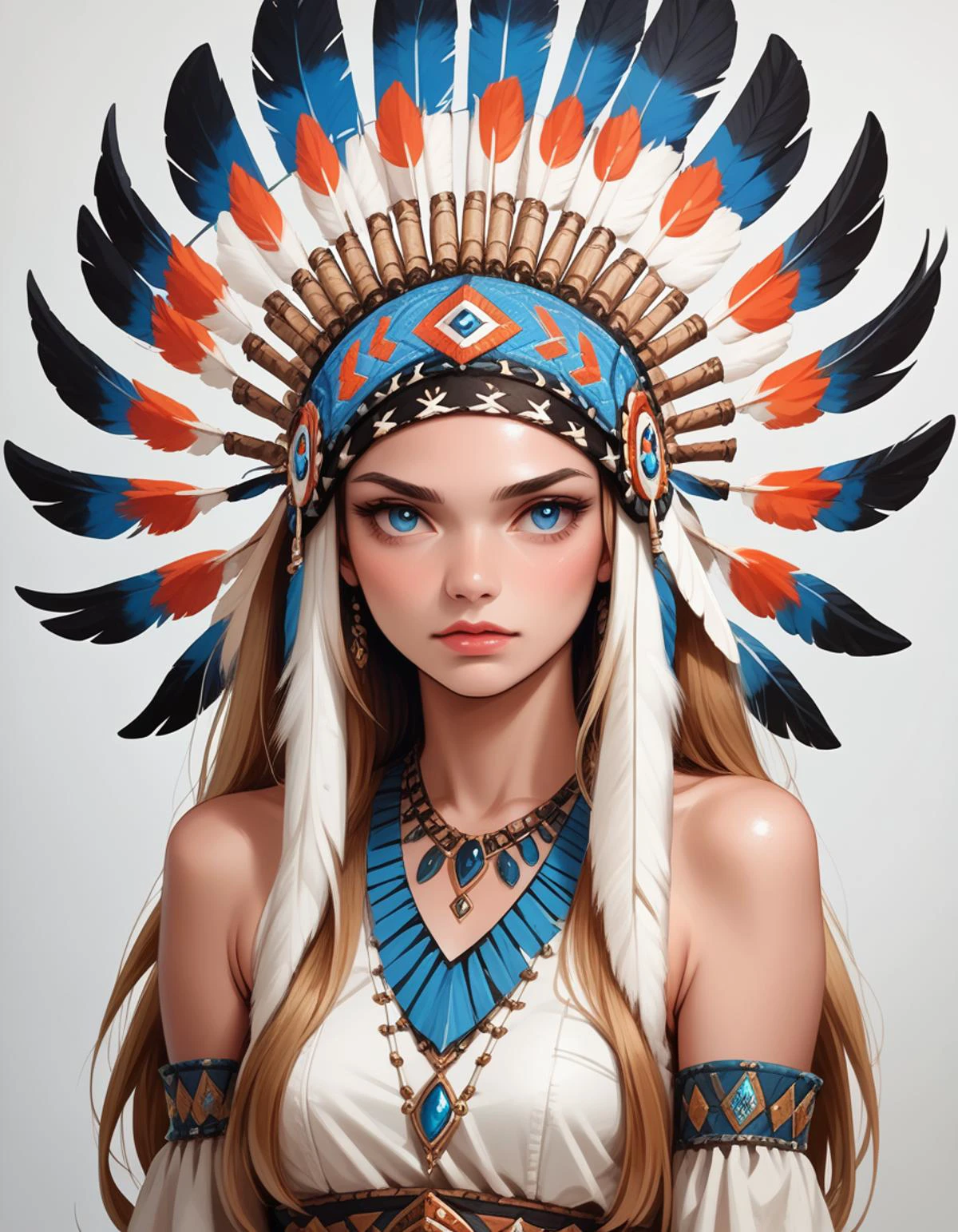 score_9, score_8_up, score_7_up, score_6_up, score_5_up, score_4_up, 1girl, long hair, blue eyes, hud_n_a_hddrss, headdress, feathers, headband, <lora:Native_American_Headdresses-000008:0.8>