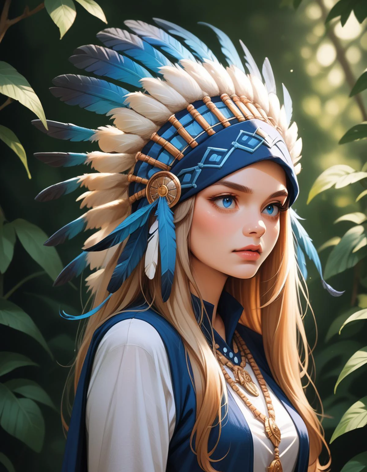 score_9, score_8_up, score_7_up, score_6_up, score_5_up, score_4_up, 1girl, long hair, blue eyes, hud_n_a_hddrss, blue headdress, feathers, headband, <lora:Native_American_Headdresses-000008:0.8>