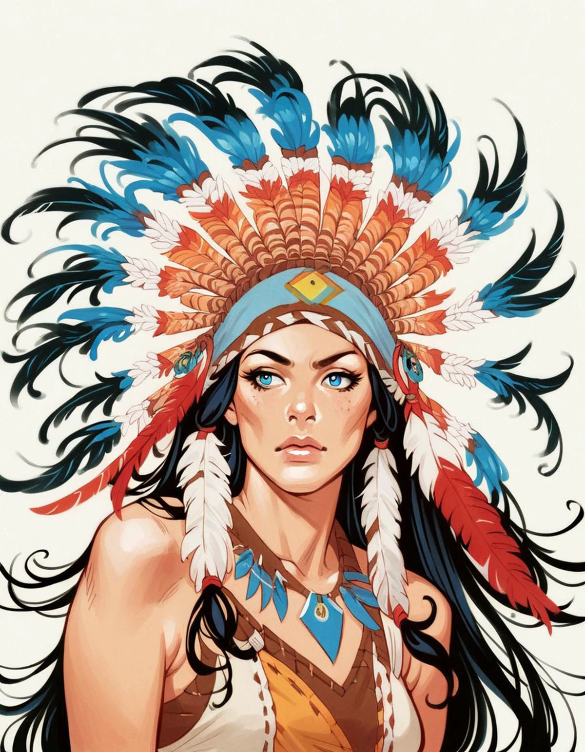 score_9, score_8_up, score_7_up, score_6_up, score_5_up, score_4_up, 1girl, long hair, blue eyes, hud_shera_bk_styl, <lora:hud_shera_bk_styl_XLP:1>, hud_n_a_hddrss, native american, headdress, feathers, headband, <lora:Native_American_Headdresses-000008:0.8>