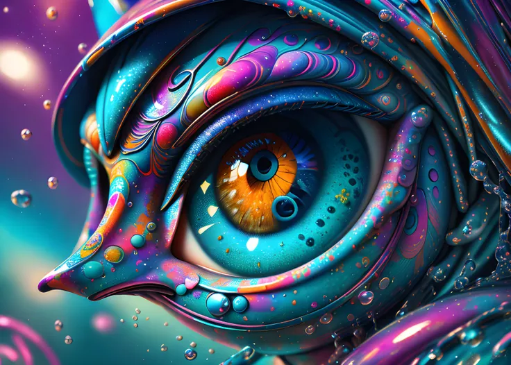 masterpiece, best quality, 1girl, large eyes, upper body, splashing, abstract, psychedelic, sy3, SMM