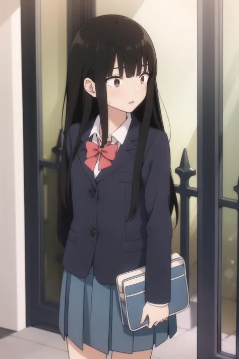 sawako_kuronuma, 1girl, solo, school_uniform, skirt