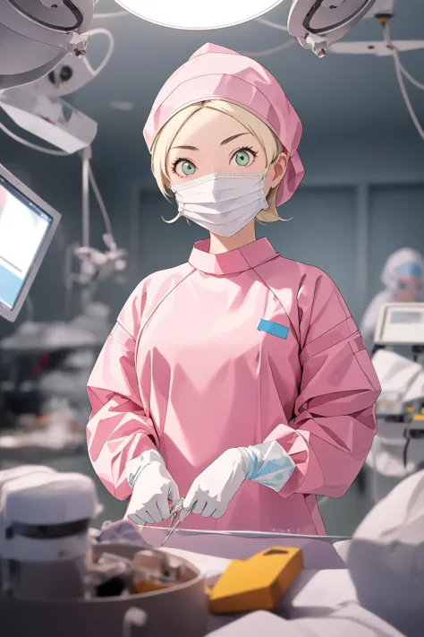 (RAW photo, best quality), 1girl, long sleeve surgical outfit, surgical mask, surgical gloves, surgical cap, operating room, overhead surgical light, dslr, blurred background, focused
<lora:angela_thompson_v1_2:1> angela_thompson
<lora:concept_surgery_cap_v2_1:1> surgery_cap