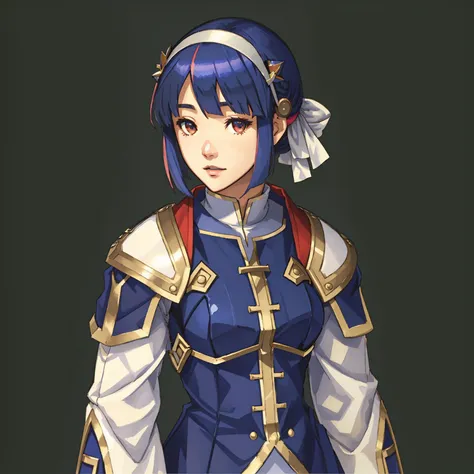 Fire Emblem, Catria (Fire Emblem), Catria (Fire Emblem Gaiden), Catria (Fire Emblem Echoes: Shadows of Valentia), simple background, green background, light top left, Nehru Jacket, 1Girl, Teenager, Double Bun, Multicolored Hair, Black Hair, Pink Hair, (Happy:1.3)