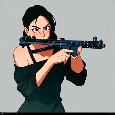 1girl, terling, smg, shoulder_firing,