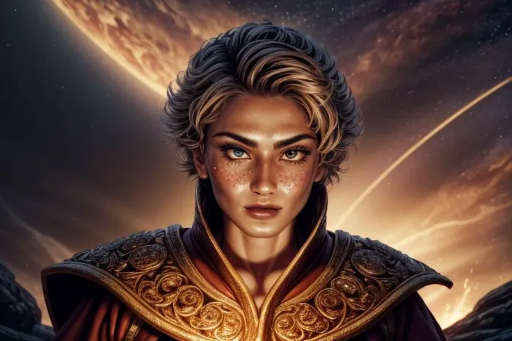 a profestional picutre of 1man, <lora:Concept - Fire Monk_v2:0.7> a powerfull fighter, monk , burn1ngf1st, f1remonk, muscular , Inquisitive Gaze at the Stars: Looking upwards at the night sky, their expression is one of wonder. Their lips might form a small "o" of surprise, and their eyes twinkle. , camera angle from above and cowboy shot, photorealism,unreal 5 daz,perfectly drawed hands,perfectly drawed face,perfect body,extremely detailed artgerm greg rutkowski greg,((ultrasharp)),((masterpiece)),((best quality)),((ultradetailed)),((intricated details)),ultradetailed character,detailed face,intricated face details,<lyco:GoodHands-beta2:1>,extremaly detailed background,perfectly detailed face,character focus,intricated details of face,fFaceDetail <lora:add_detail:0.7> ultra realistic,32k,RAW photo,(high detailed skin:1.2),8k uhd,dslr,soft lighting,high quality,film grain, beautiful and aesthetic,extremely detailed