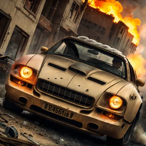 ((detailed dieselpunk sports cars)), destroyed city after nuclear blast, post apocalyptic, warzone, fire , smoke
BREAK
(masterpiece, best quality, ultra realistic, 4k, 2k, (intricate, high detail:1.2), film photography, soft focus,
RAW photo, photorealistic, analog style, subsurface scattering, photorealism, absurd res), ((closeup))