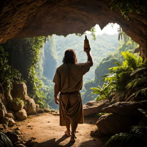 (Highest Quality, 4k, masterpiece:1.1), (realism, photorealistic:1.4), ray traced, hyper realism, soft lighting, detailed background, film grain,
BREAK
cave man wearing primitive cave man clothes discover beer for the first time,holding the beer in the air, jungle background, epic scene, ritual