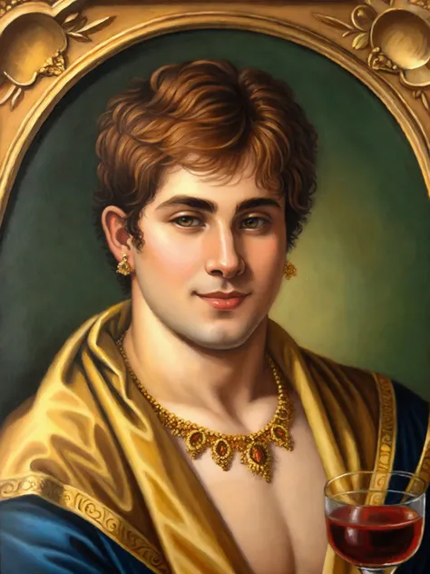 bacchus, portrait, (oil painting)