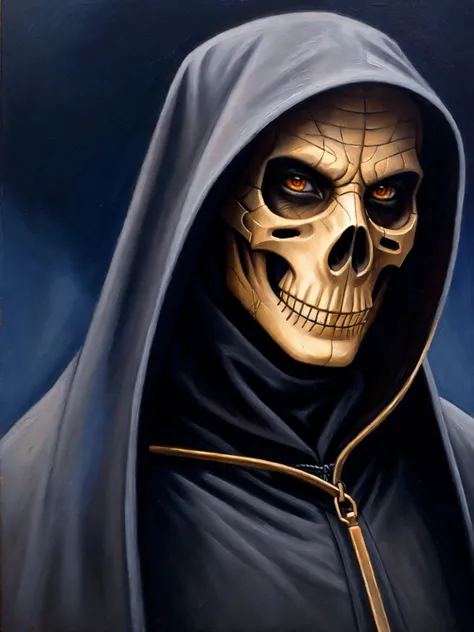 grim reaper, portrait, (oil painting)