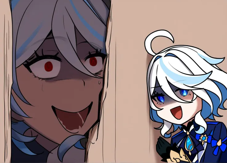Elf, tied to bed, naked, white hair, long hair, busty busy, big breasts, chained, blushing, eyes crossed, tongue out, salivating, laying down in bed