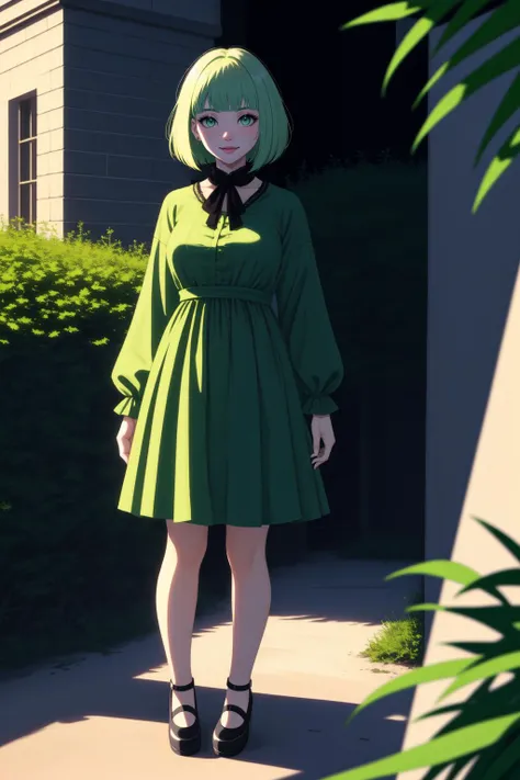 (masterpiece, best quality, highest quality, 8k, raytracing, HDR, UHD:1.4), full body
BREAK Monet, standing next to a clock tower in a village, wearing a Victorian era dress with Mary Janes
BREAK (bob cut with blunt bangs, light green hair, green eyes:1.4)
