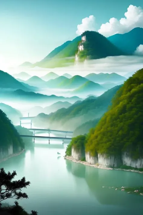 chinese landscape, art by _shuimo_
