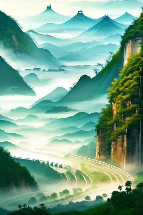 chinese landscape, art by _shuimo_