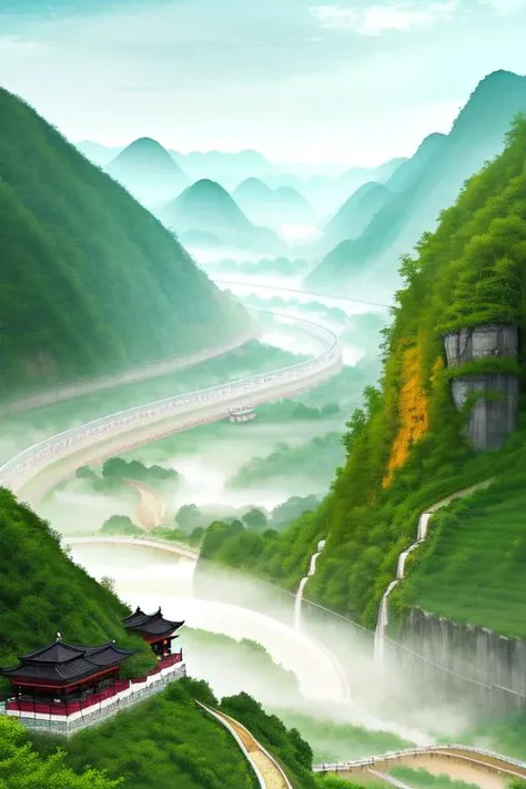 chinese landscape, art by _shuimo_