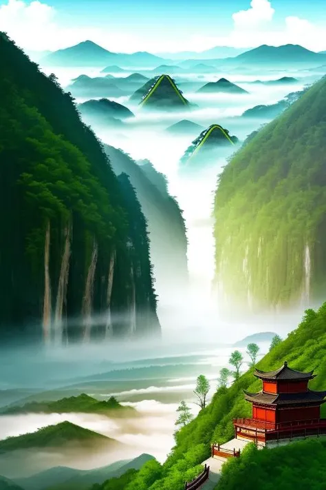 chinese landscape, art by _shuimo_