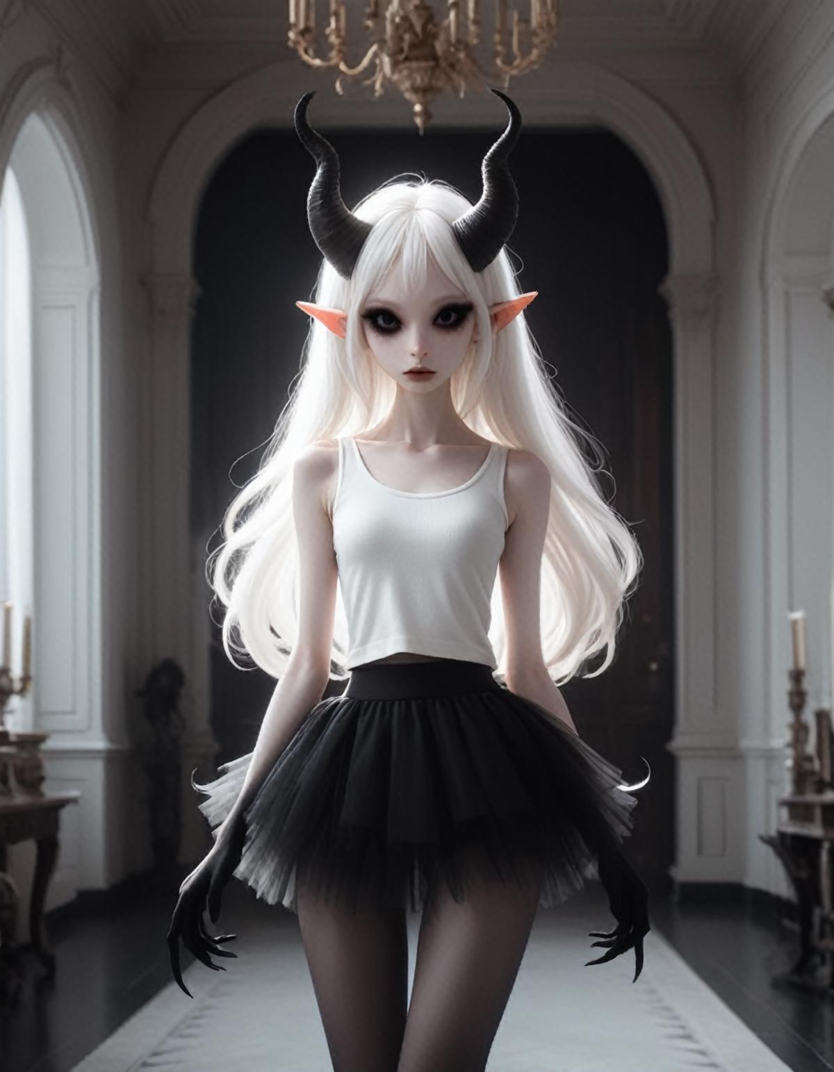 A close up of a woman in a costume with horns on her head - SeaArt AI
